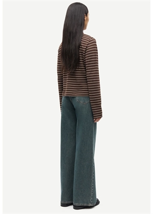 Samia ls polo 15888 Coffee Brown Stripe Samsøe